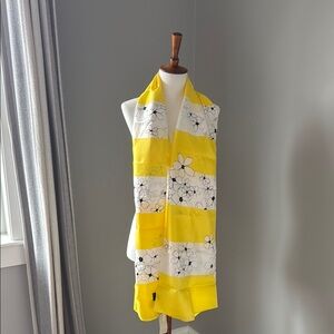 Floral Yellow and White Scarf
